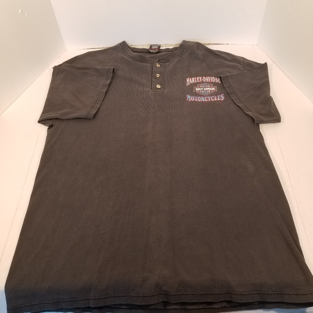 HARLEY DAVIDSON THREE BUTTON COLLAR T SHIRT